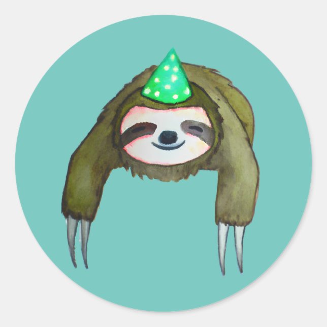 Adesivo Happy Sloth no Chapéu de Aniversário (Frente)