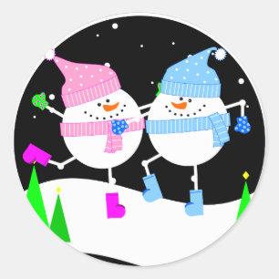 Adesivo Happy Snowman Round Sticker