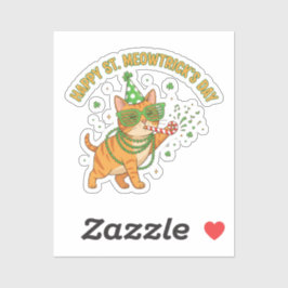 Adesivo Happy St Meowtrick's Day Party Cat Shutter Shades 