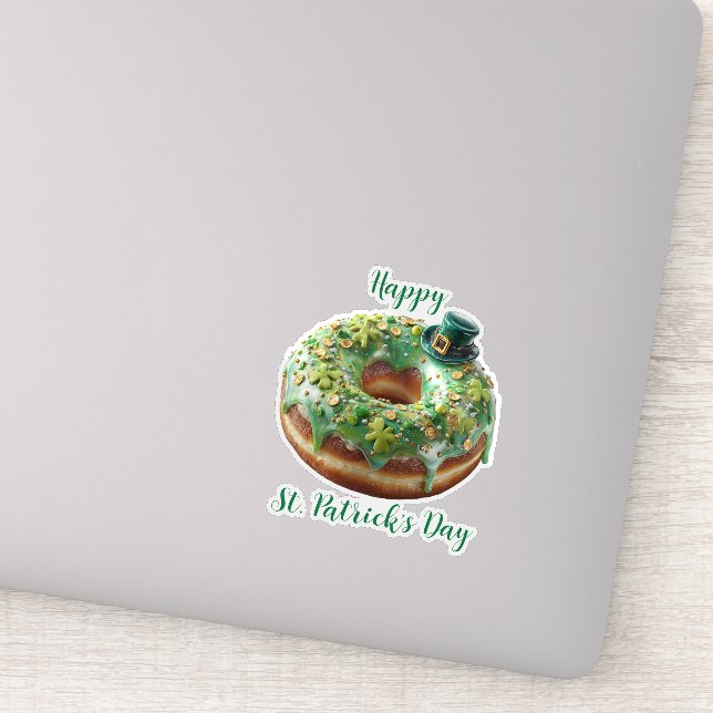 Adesivo Happy St. Patrick’s Day Donut with Leprechaun Hat (Detalhe)