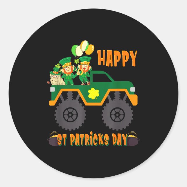 Adesivo Happy St Patricks Day Toddler Boys Girls Monster T (Frente)