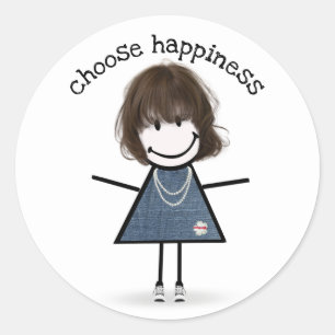 Adesivo Happy Stick Girl com tênis