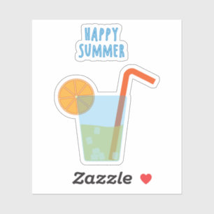 Adesivo Happy Summer Contour Sticker Com Cocktail