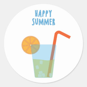 Adesivo Happy Summer Sticker Com Um Coquetel