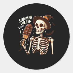Adesivo Happy Summerween Vibes Skeleton IceCream Summer Ha