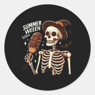 Adesivo Happy Summerween Vibes Skeleton Sorvete Verão H