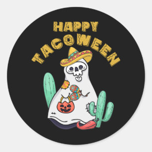 Adesivo Happy Tacobetween Halloween Ghost Taco Cinco Mexic