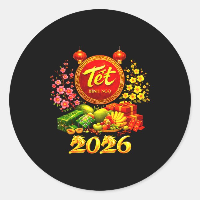 Adesivo Happy Tet 2026 Year Of The Horse Vietnamese Tet Ng (Frente)