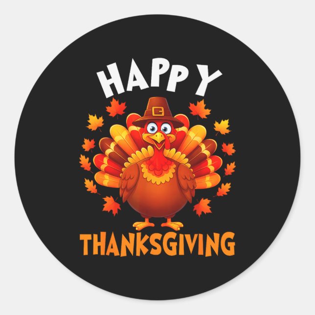 Adesivo Happy Thanksgiving Funny Turkey Family Dinner Than (Frente)