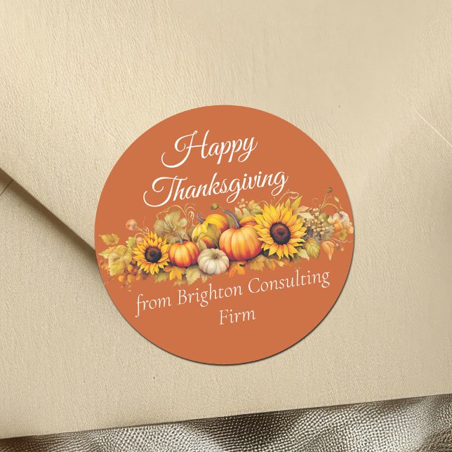 Adesivo Happy Thanksgiving Pumpkin Patch Custom Business (Criador carregado)