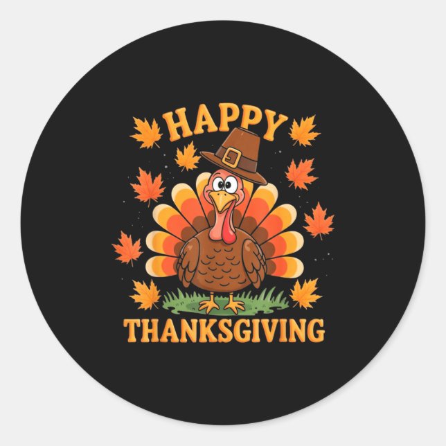 Adesivo Happy Thanksgiving Turkey Family Dinner Thanksgivi (Frente)