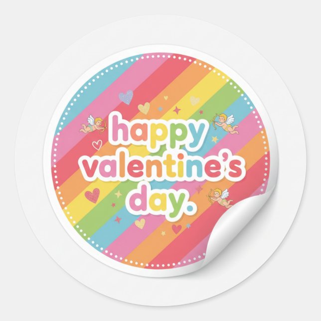 Adesivo Happy Valentine’s Day Rainbow LoveSticker (Frente)