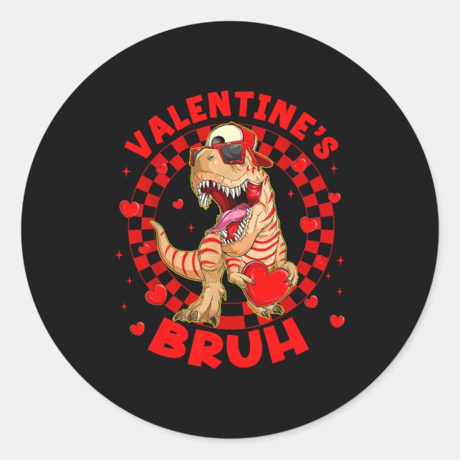 Adesivo Happy Valentine's Bruh Funny Dinosaur Valentine Me (Frente)