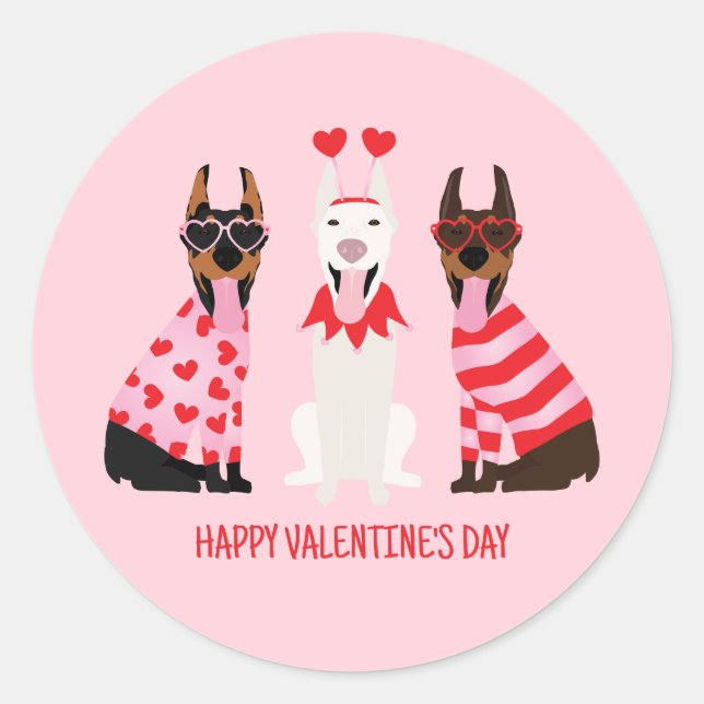 Adesivo Happy Valentines Day Dobermann Dogs (Frente)