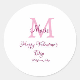 Adesivo Happy valentine's day monogram pink name love girl