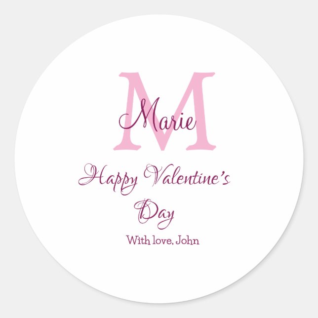Adesivo Happy valentine's day monogram pink name love girl (Frente)