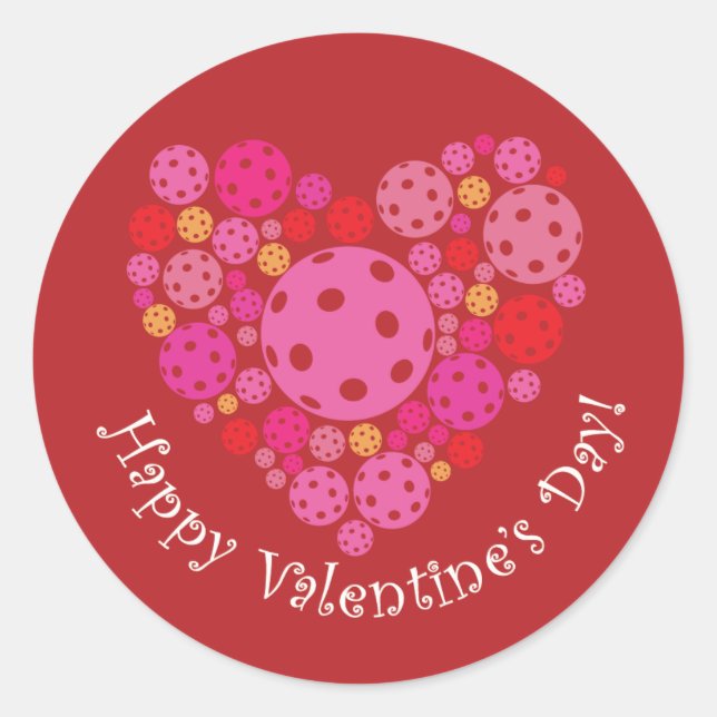 Adesivo Happy Valentine's Day Pickleball Style (Frente)