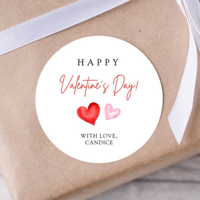 Adesivo Happy Valentine's Day Pink & Red Hearts (Criador carregado)