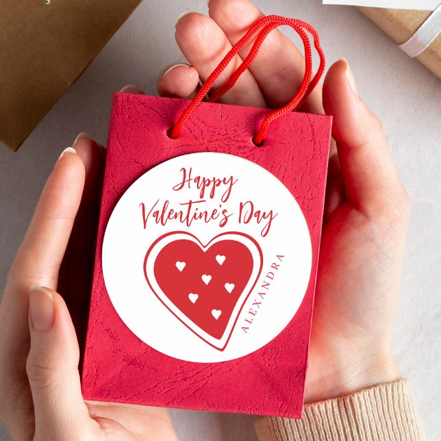 Adesivo Happy Valentines Day red heart modern script (Criador carregado)