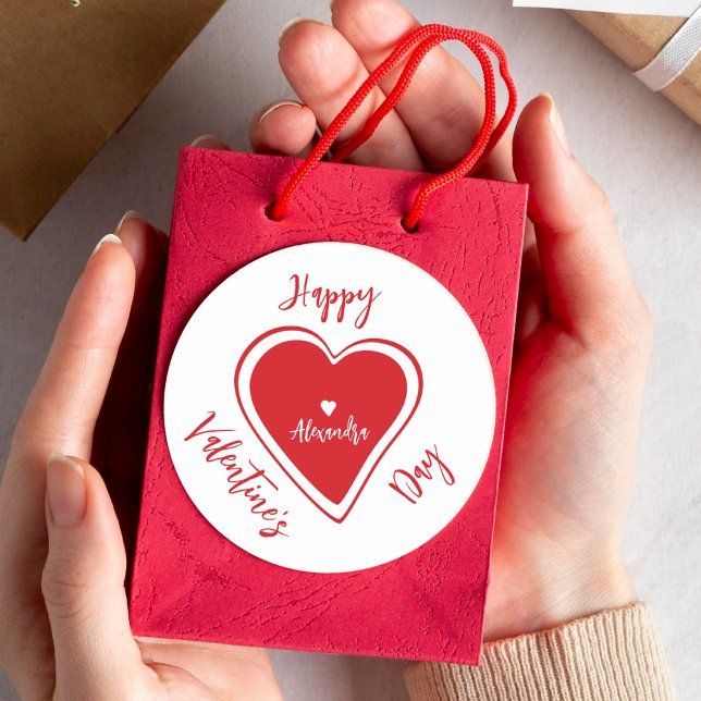 Adesivo Happy Valentines Day red heart script name (Criador carregado)