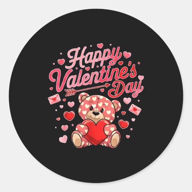 Adesivo Happy Valentines Day Women Cute Bear Valentine Hea (Frente)