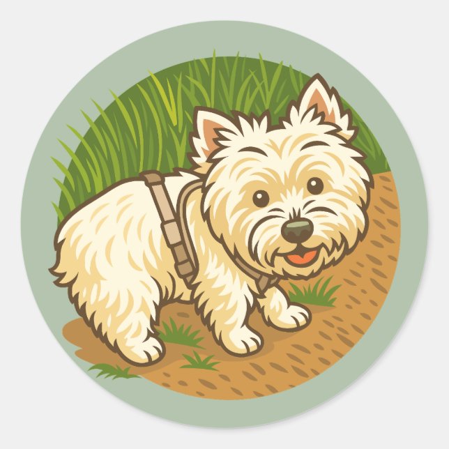 Adesivo Happy Westie on Nature Trail (Frente)