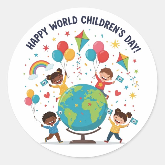 Adesivo Happy World Children’s Day Celebration Sticker (Frente)