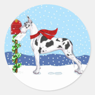 Adesivo Harlequin do correio do Natal de great dane