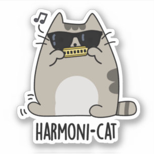 Adesivo Harmoni-cat Funny Harmonica Cat Pun