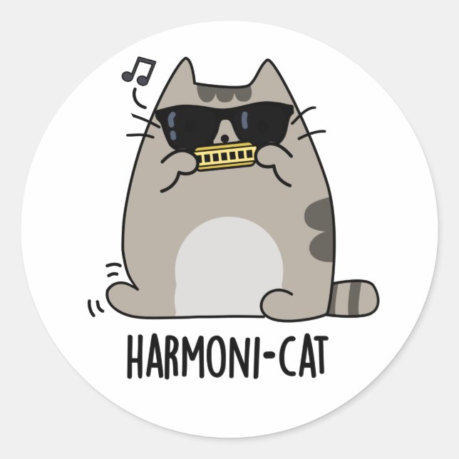Adesivo Harmoni-cat Funny Harmonica Cat Pun (Frente)