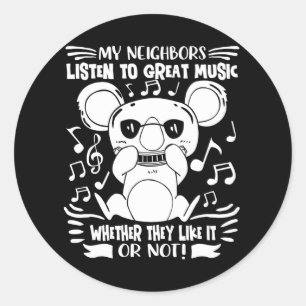 Adesivo Harmonica Kids Músico Koala com Harmonica