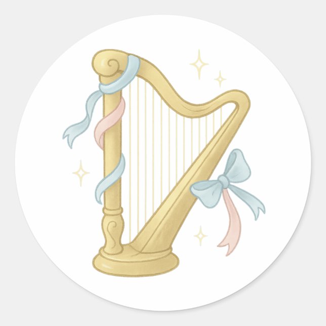 Adesivo Harp de música com brilhos (Frente)