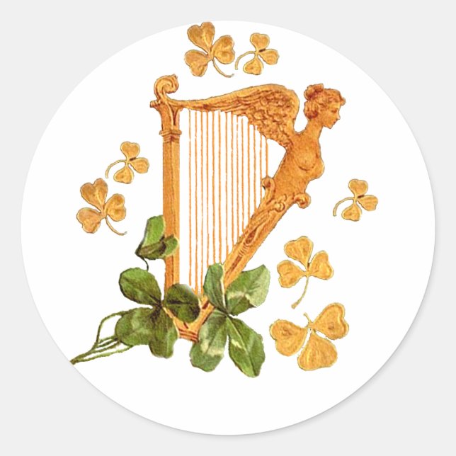Adesivo Harp ouro e Shamrocks da Irlanda (Frente)