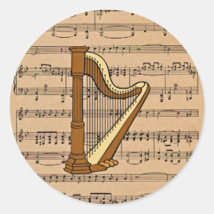 Adesivo Harpa com fundo da partitura
