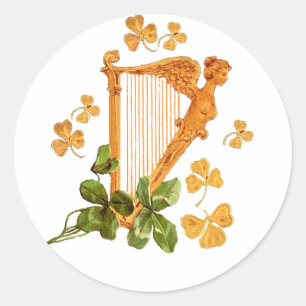 Adesivo Harpa e trevos dourados de Ireland