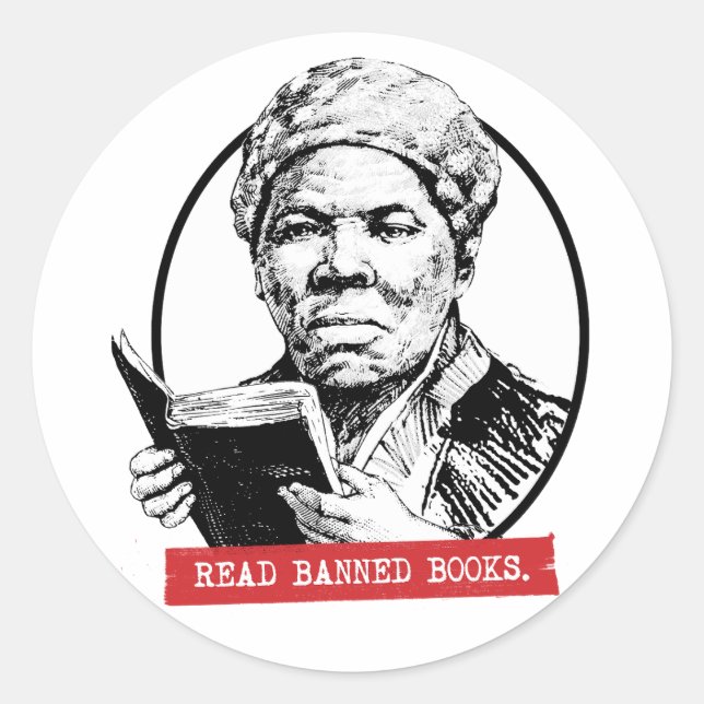 Adesivo Harriet Tubman Lê Livros Banidos (Frente)