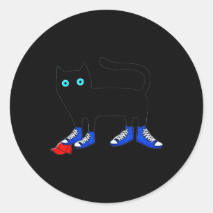 Adesivo Harris Cat Vestindo Calçados de Canvas Azul Amostr