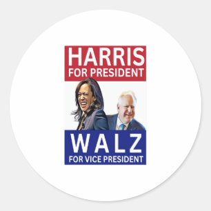 Adesivo Harris Para Presidente Walz Para O Vice-Presidente