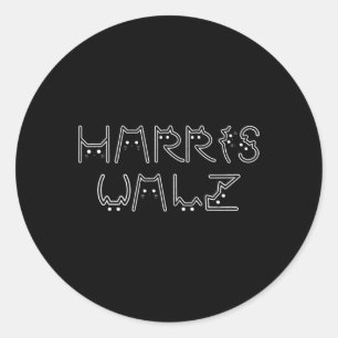Adesivo Harris Tim Walz Cat - Letra Font Design 2024