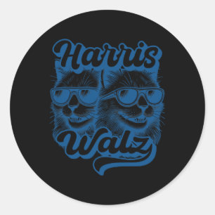 Adesivo Harris Tim WAlzheimer Waltz 2024 Gato Retro Engraç