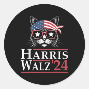 Adesivo Harris W 2024 Engraçado Eleição Gato Kamala Harris