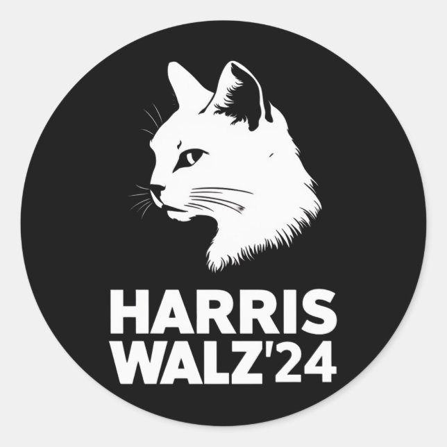 Adesivo Harris Waltz 2024 Eleição Engraçado Cat Kamala Tim (Frente)