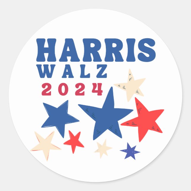 Adesivo Harris Walz 2024 Estrelas Eleição do Partido Democ (Frente)