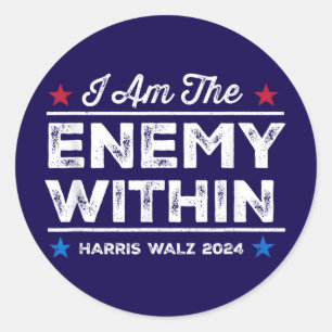 Adesivo Harris Walz 2024 Eu Sou O Inimigo Dentro De Blue