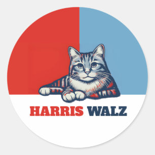 Adesivo Harris Walz 2024 obviamente Cat