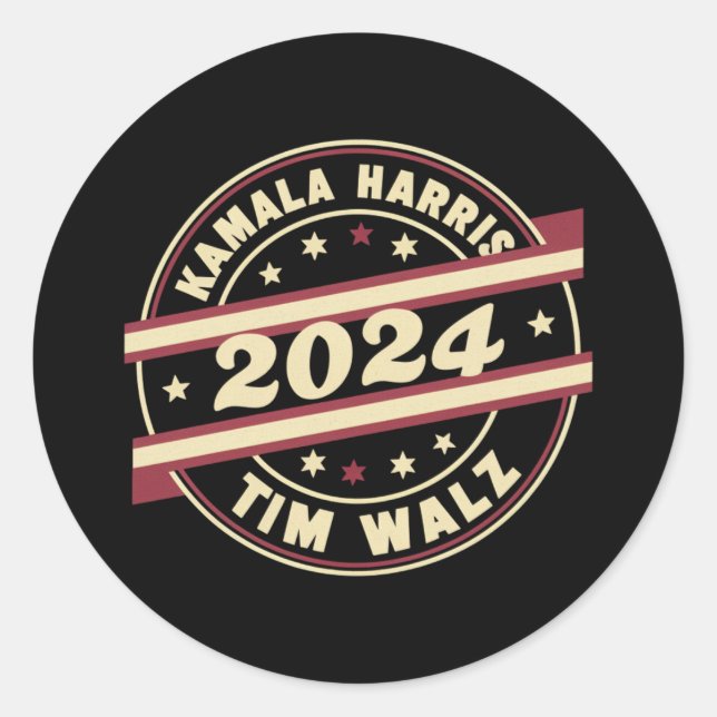 Adesivo Harris Walz 2024 para o Presidente Patriótico Kama (Frente)