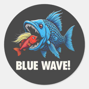Adesivo Harris Walz Eleito Blue Waves Democrat Fish