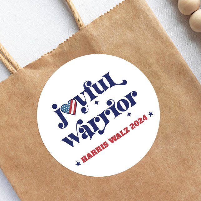 Adesivo Harris Walz Joyful Warrior White USA Flag Heart (Criador carregado)