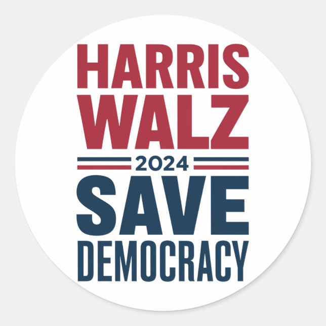 Adesivo Harris Walz Salvar Democracia (Frente)
