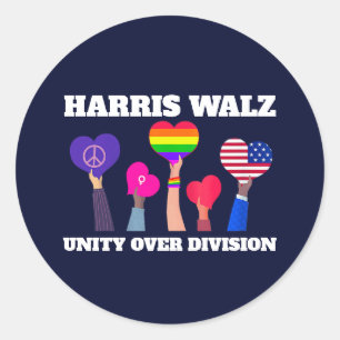 Adesivo Harris Walz Unity Over Division LGBTQ Dark Blue